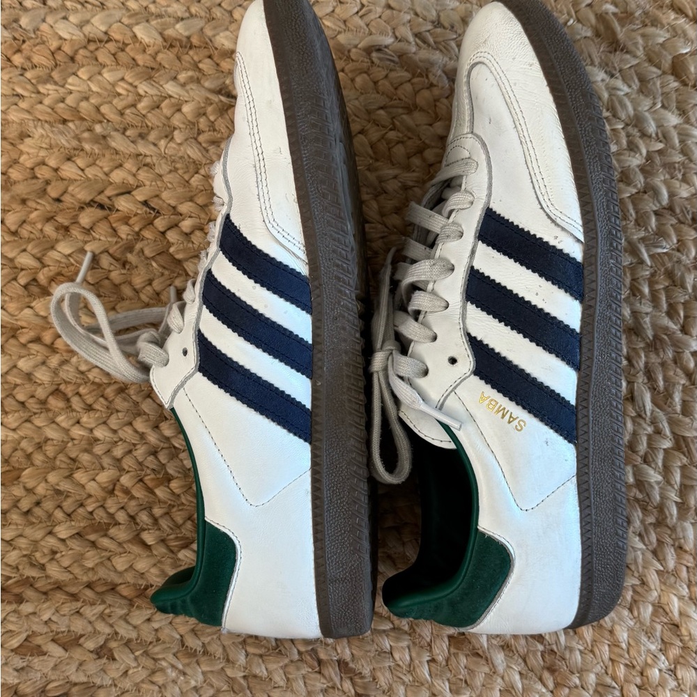 Adidas White and Green Classic Sneakers